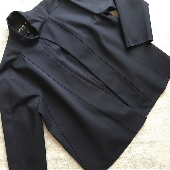 Lafayette 148 New York Jackets & Blazers - Lafayette 148 Fundamental Bi-Stretch Open Front Blazer Wrap Jacket Navy Small